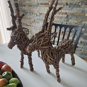 Rustic Woven Reindeer Decor
